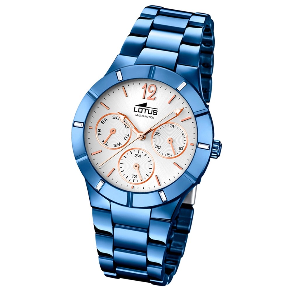 LOTUS Damen-Armbanduhr Trendy Analog Quarz-Uhr Edelstahl blau UL18250/1