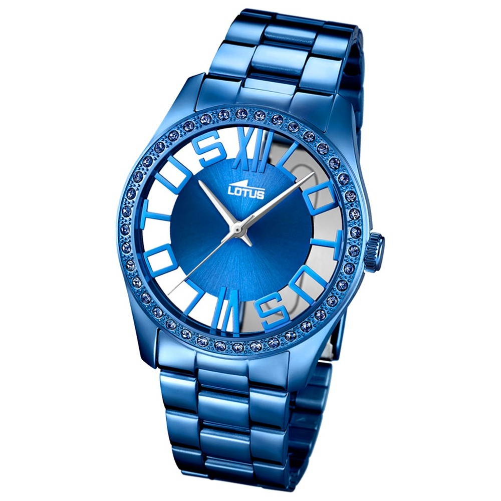 LOTUS Damen-Armbanduhr Trendy Analog Quarz-Uhr Edelstahl blau UL18251/1
