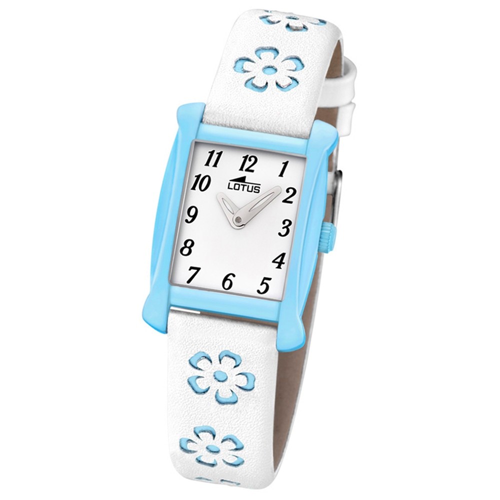 LOTUS Kinder-Armbanduhr Blumen Junior Collection Quarz Leder weiß blau UL18255/3