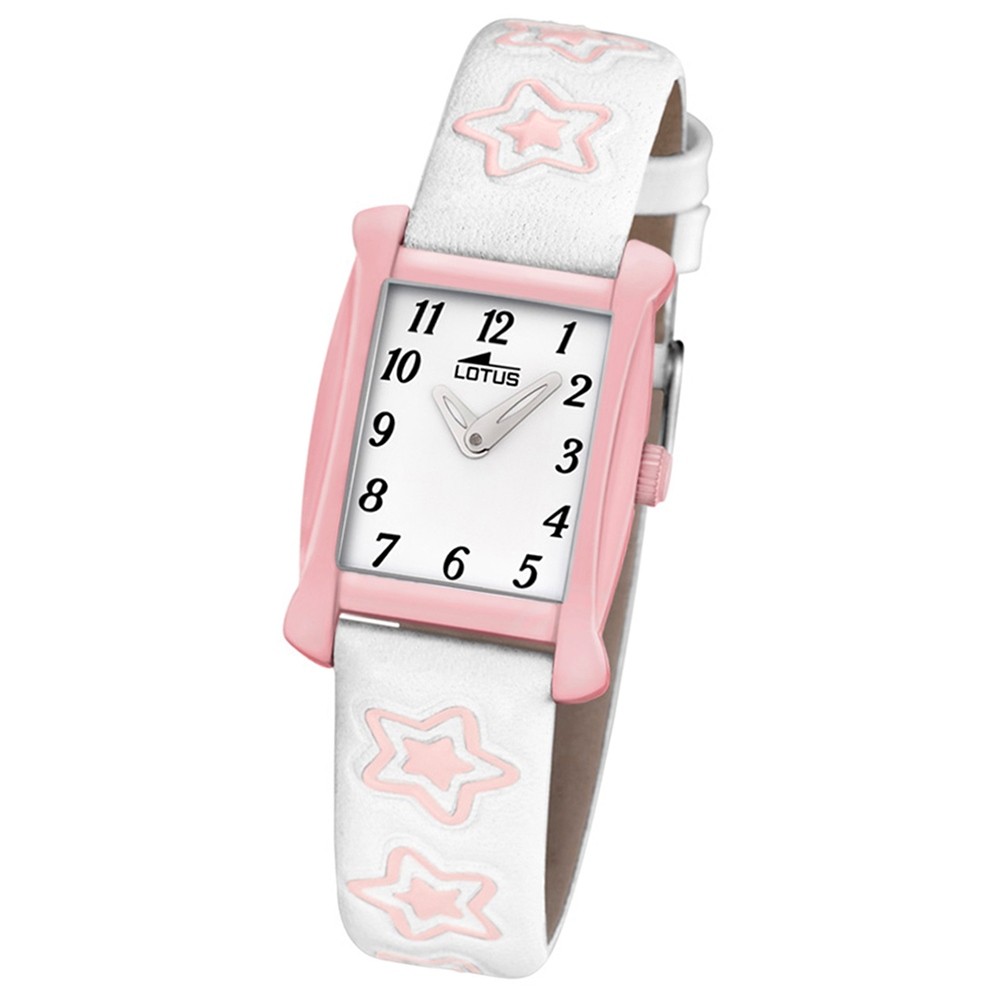 LOTUS Kinder-Armbanduhr Sterne Junior Collection Quarz Leder weiß rosa UL18256/2