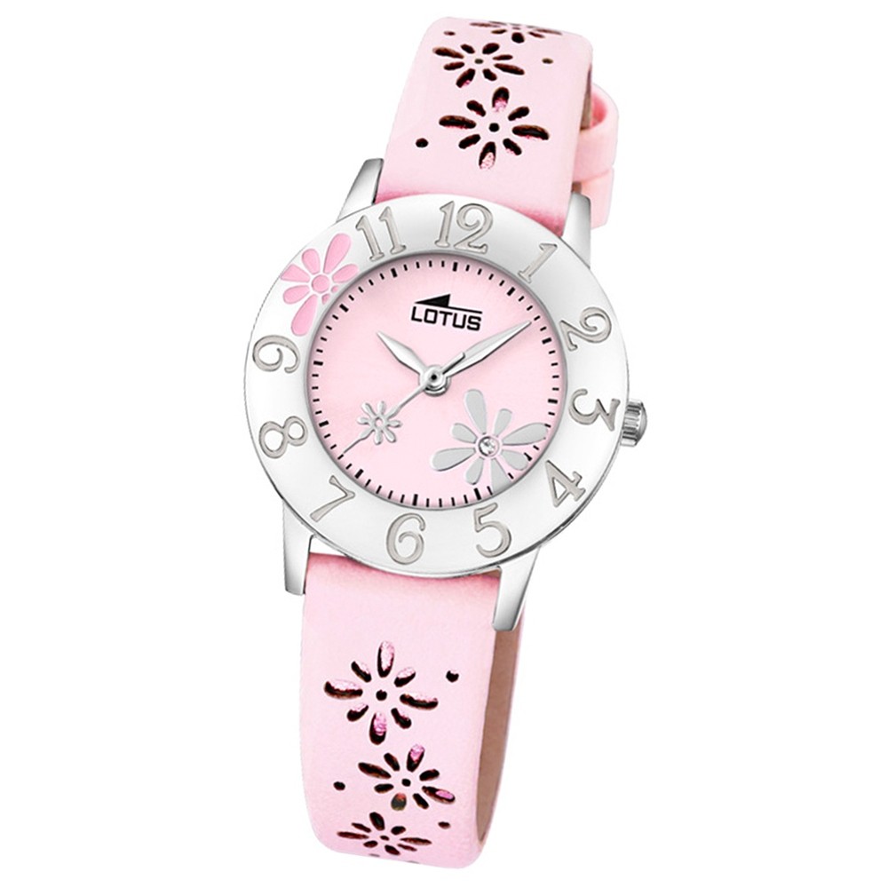 LOTUS Jugend-Armbanduhr Junior Blume Analog Quarz-Uhr Leder rosa UL18270/2