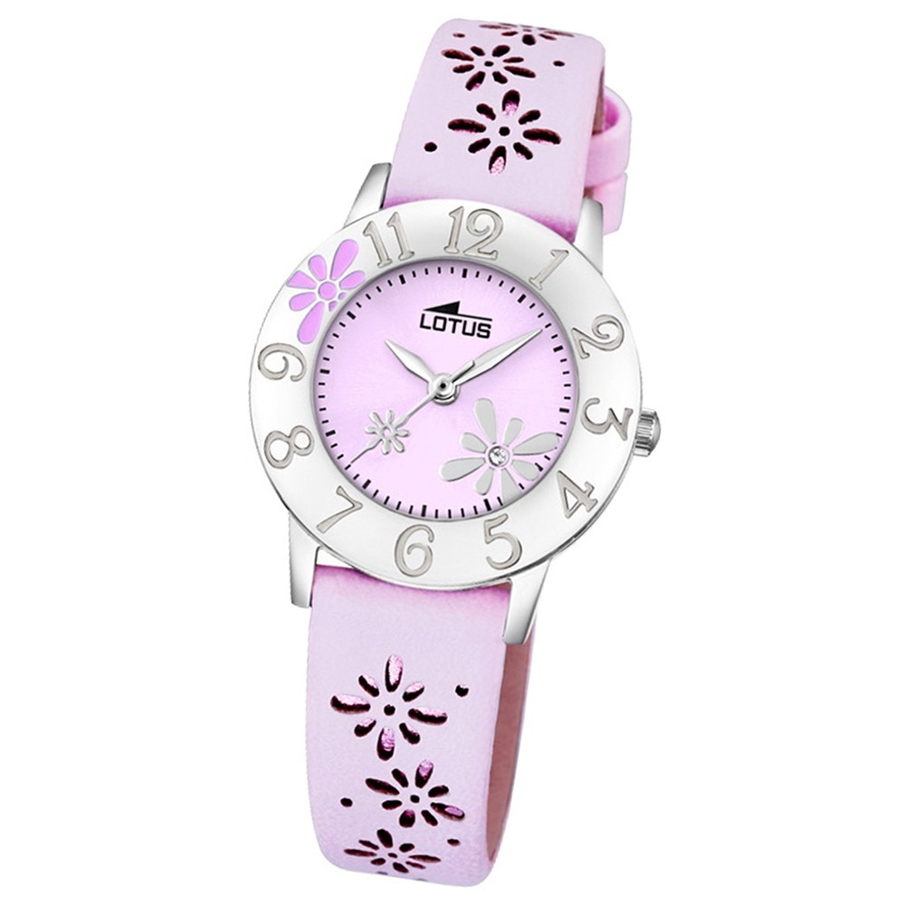 LOTUS Jugend-Armbanduhr Junior Blume Analog Quarz-Uhr Leder pink UL18270/3