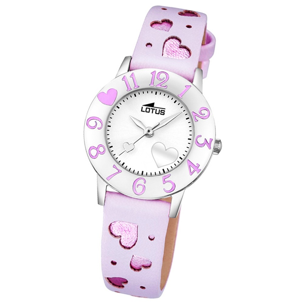 LOTUS Jugend-Armbanduhr Junior Herz Analog Quarz-Uhr Leder pink UL18271/3