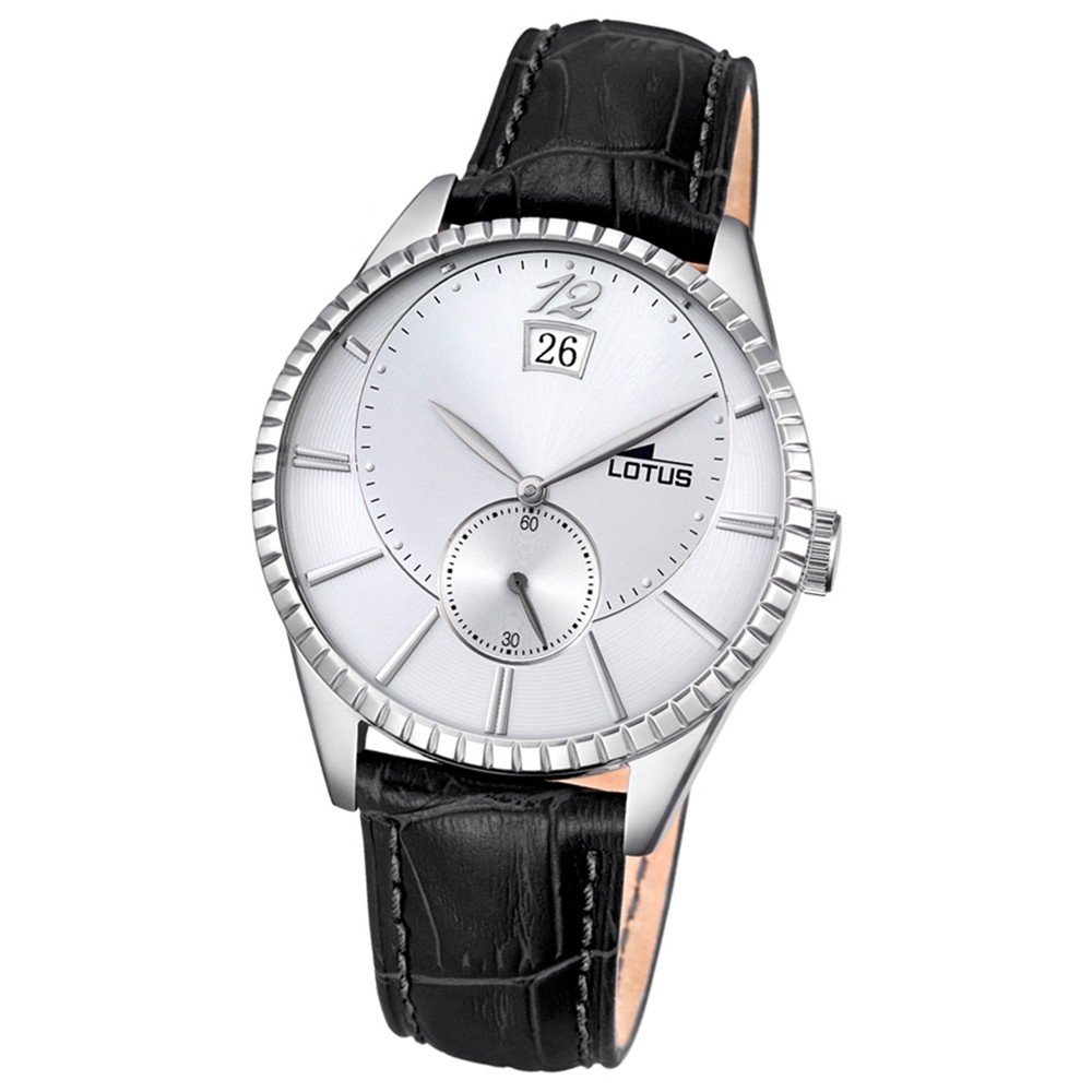 LOTUS Herren-Armbanduhr Elegant Analog Quarz-Uhr Leder schwarz UL18322/1