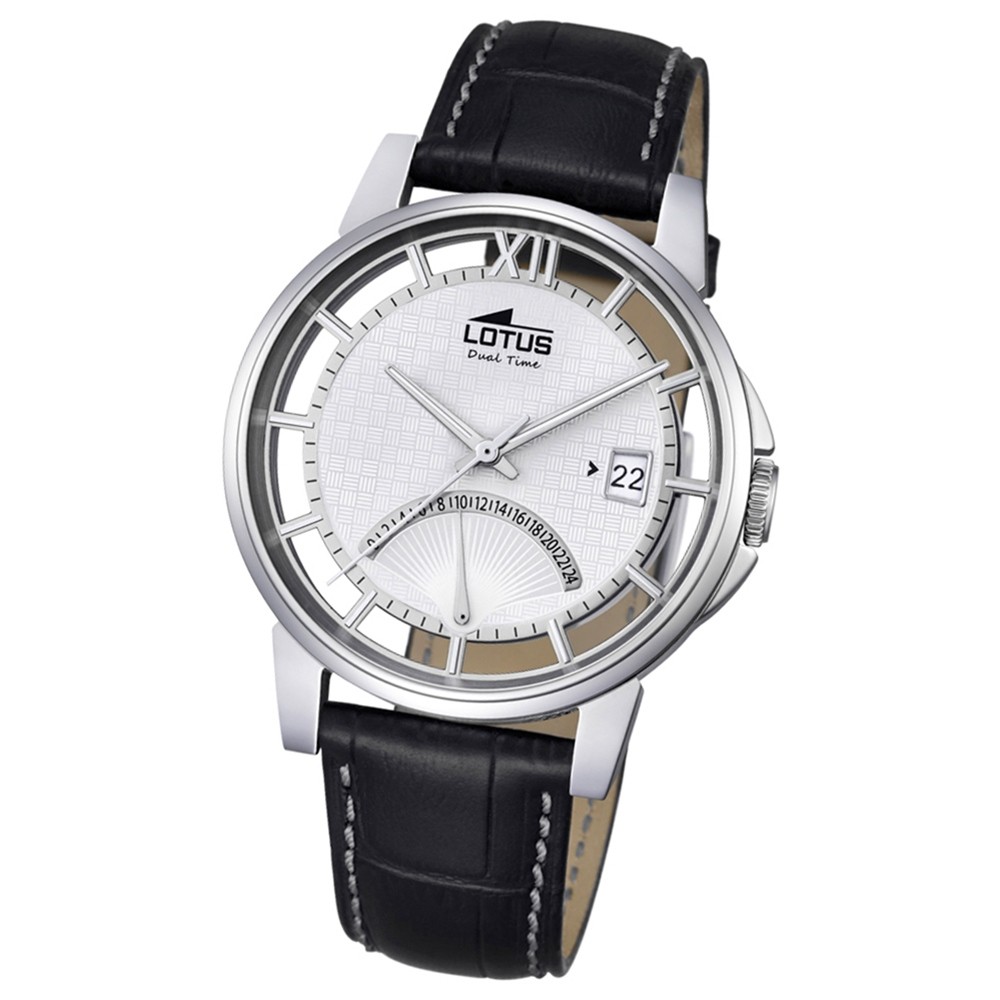 LOTUS Herren Damen-Uhr Minimalist Transparent Quarz Leder schwarz UL18325/1