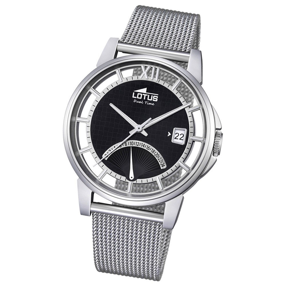 LOTUS Herren Damen-Uhr Minimalist Transparent Quarz Edelstahl silber UL18326/2