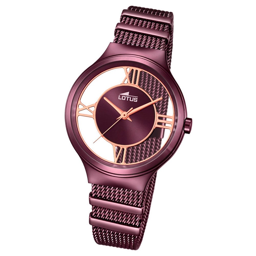 LOTUS Damen-Uhr transparent Trendy Analog Quarz Edelstahl aubergine UL18335/1