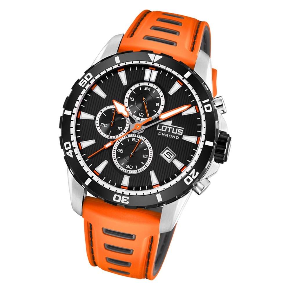 LOTUS Herren Armbanduhr Lotus R 18600/2 Quarz Leder orange schwarz UL18600/2