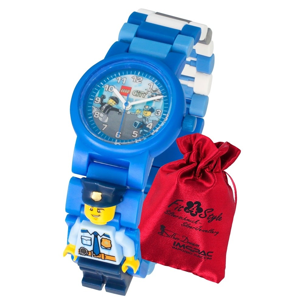 LEGO City Polizist 8021193 Police Officer Kinder-Uhr mit Säckchen ULE8021193