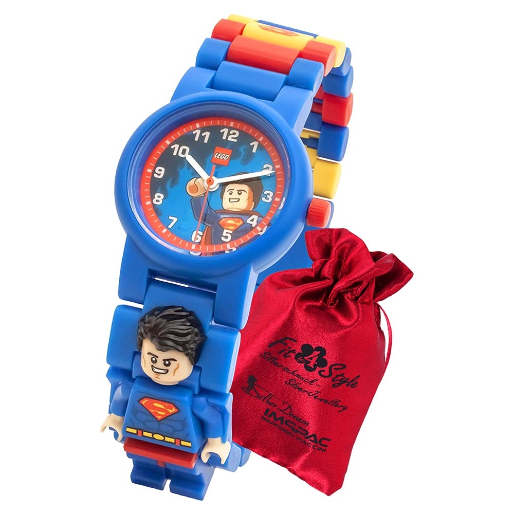 LEGO Superman DC Figur Kinderuhr 8021575 mit Säckchen Quarzuhr ULE8021575