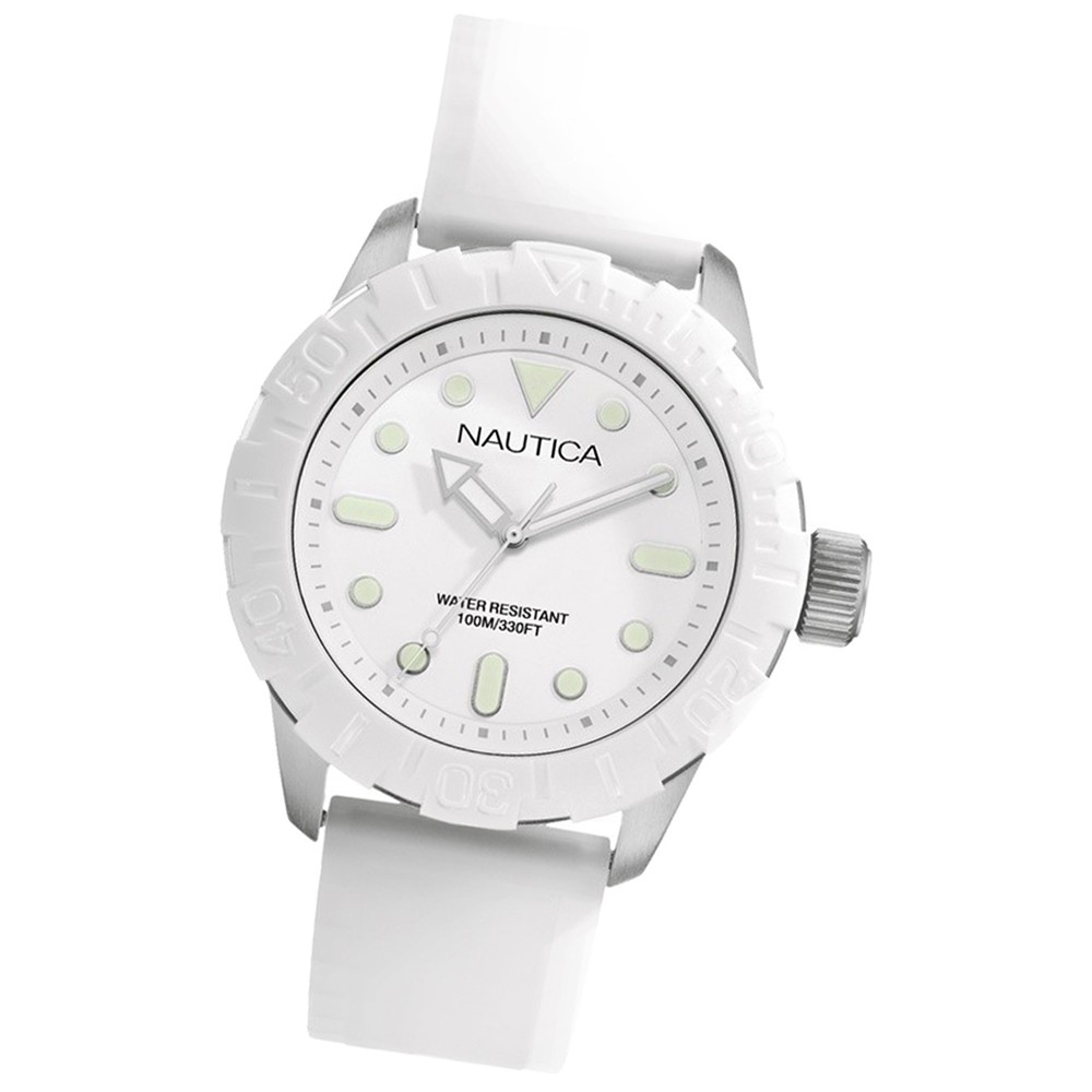 NAUTICA Unisex Armbanduhr weiß A Sea of Color NSR 100 White UNA09603G