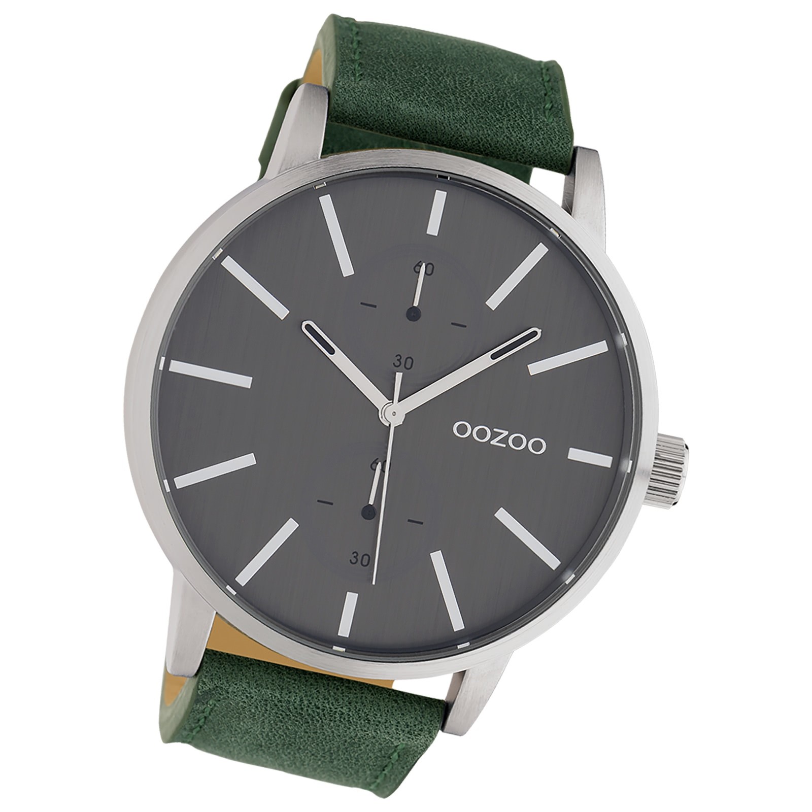 Oozoo Damen Herren Armbanduhr Timepieces Lederband grau, grün UOC10500