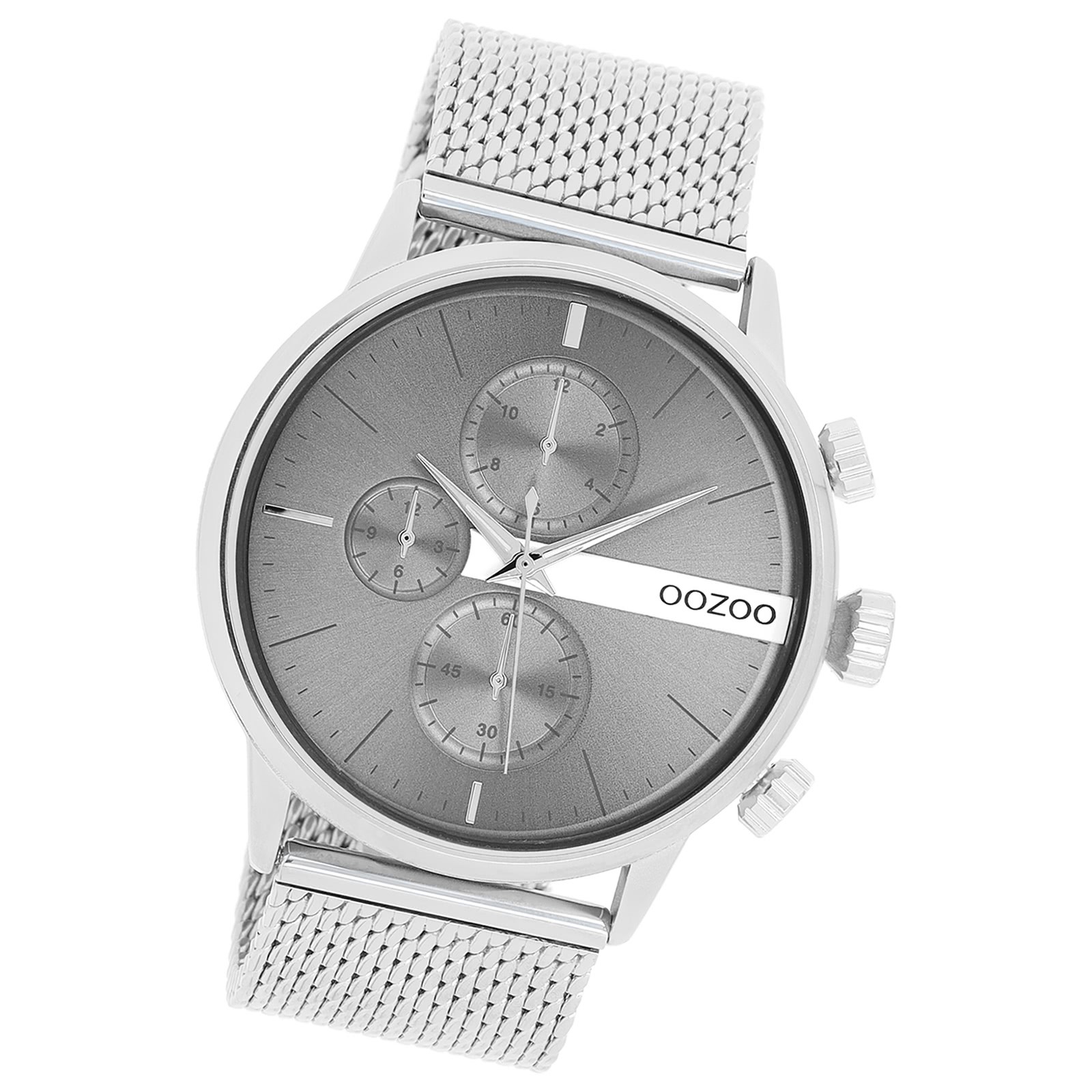 Oozoo Herren Armbanduhr Timepieces Analog Metall Mesh silber UOC11101