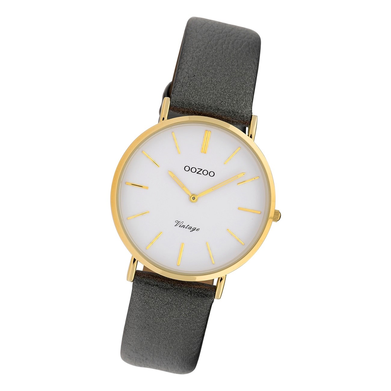 Oozoo Damen Armbanduhr Ultra Slim C20086 Analog Leder silber UOC20086