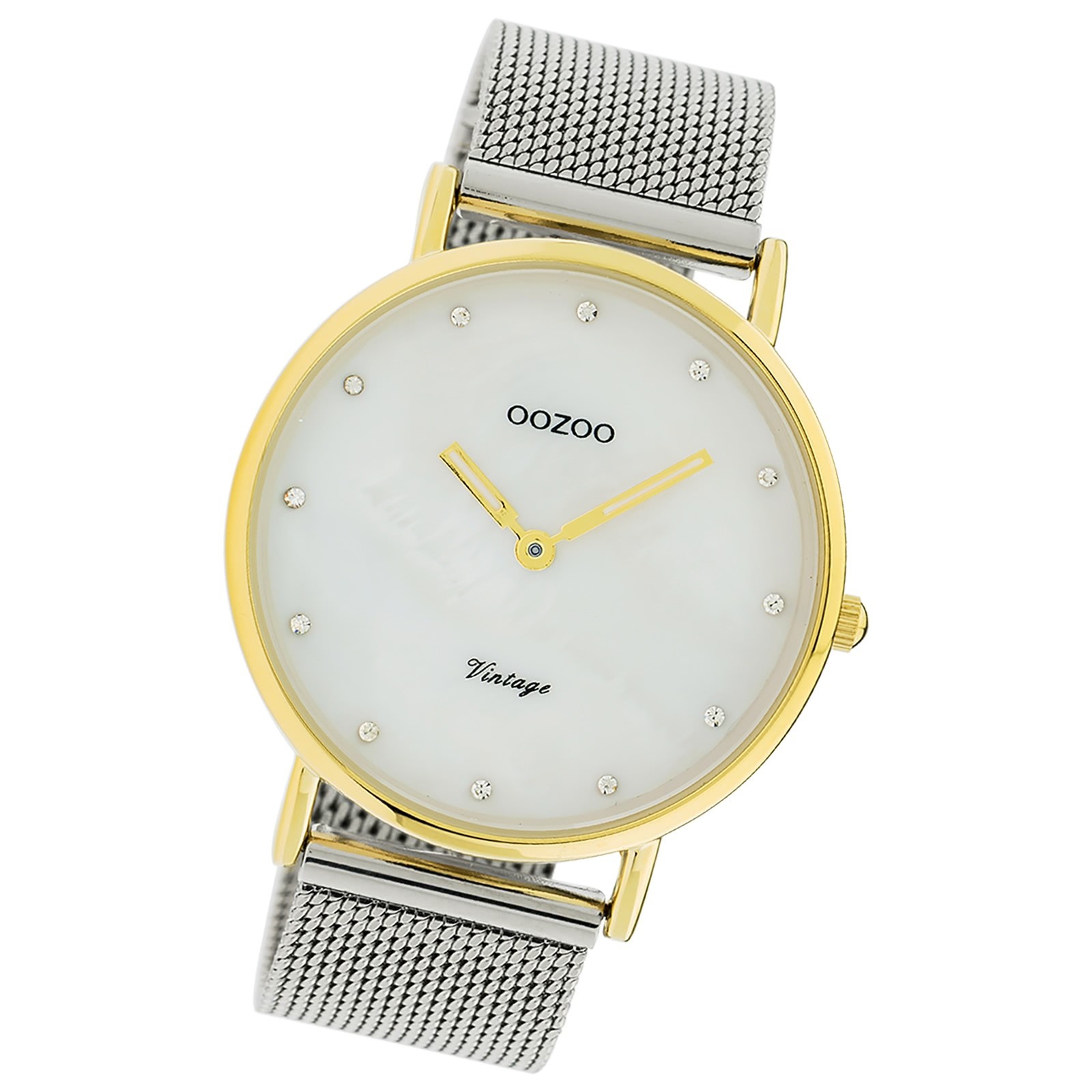 Oozoo Damen Armbanduhr Vintage Series Analog Metall silber UOC20115