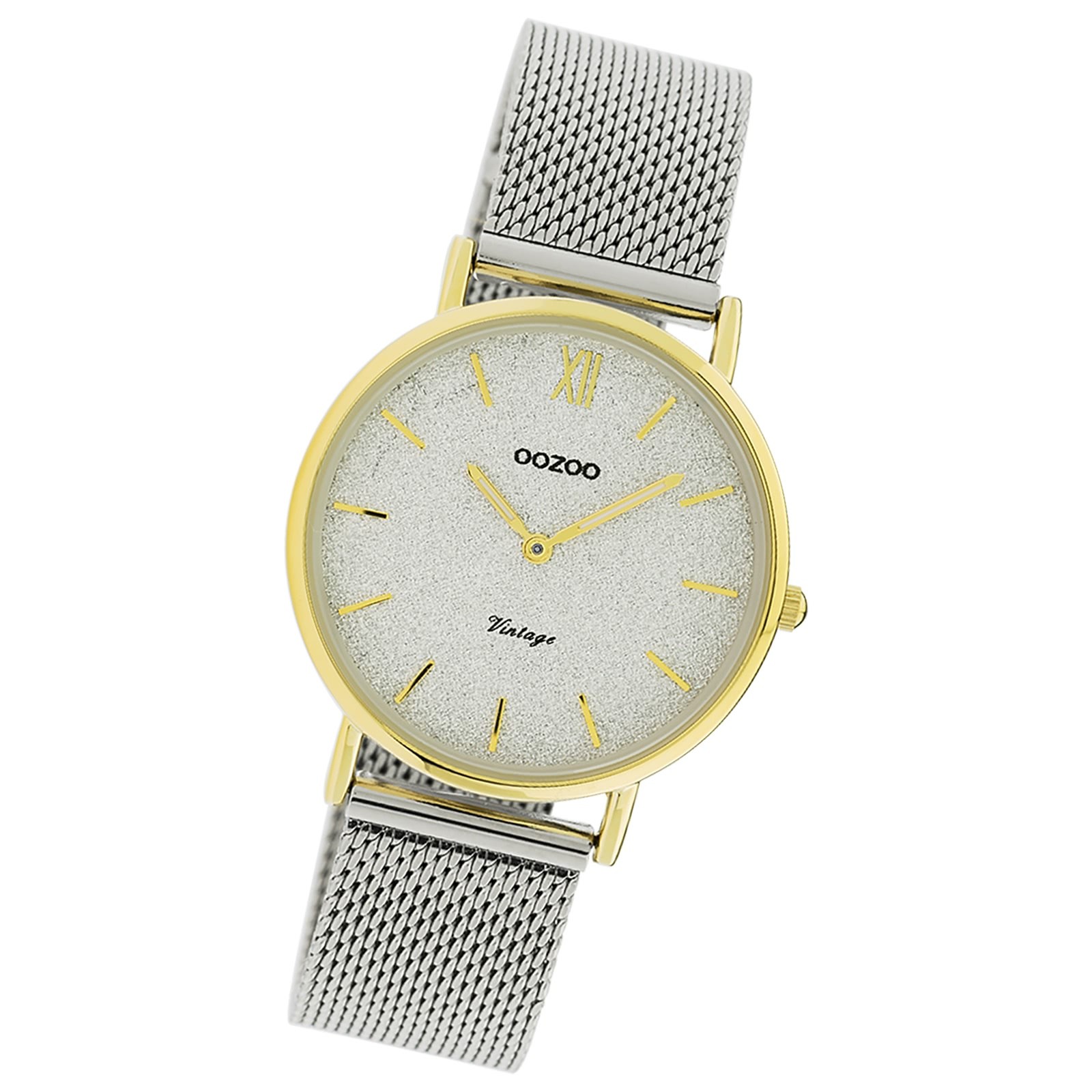 Oozoo Damen Armbanduhr Vintage Series Analog Metall silber UOC20122