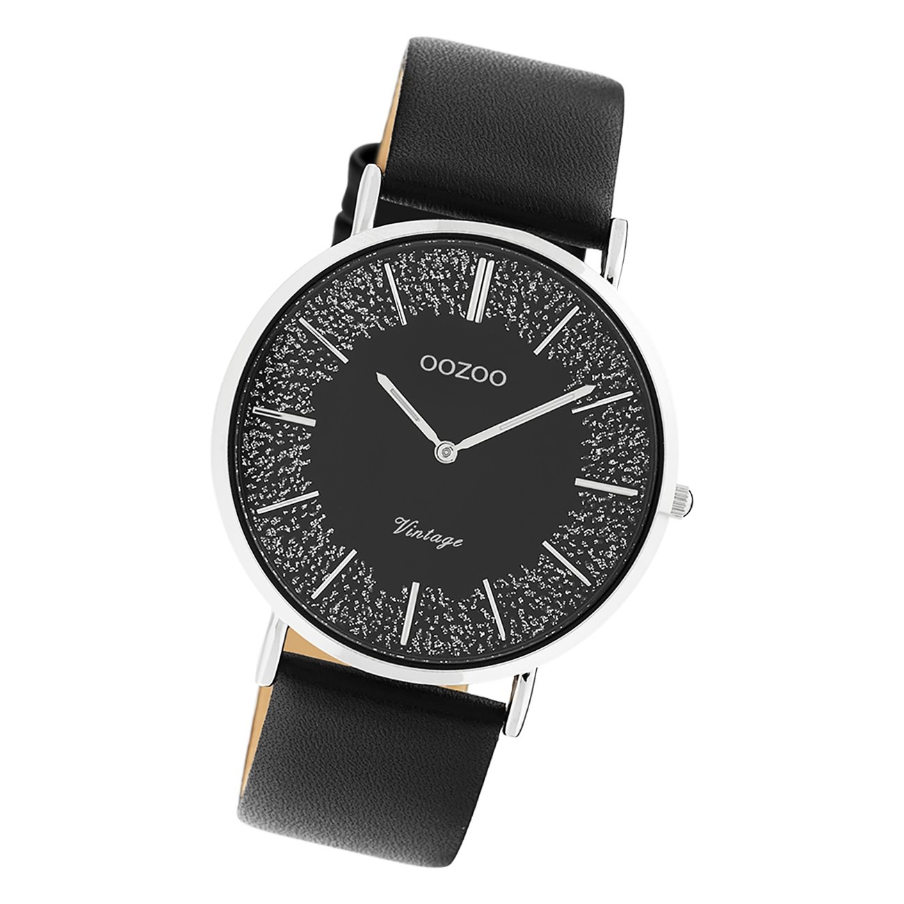 Oozoo Damen Armbanduhr Vintage C20131 Analog Leder schwarz UOC20131