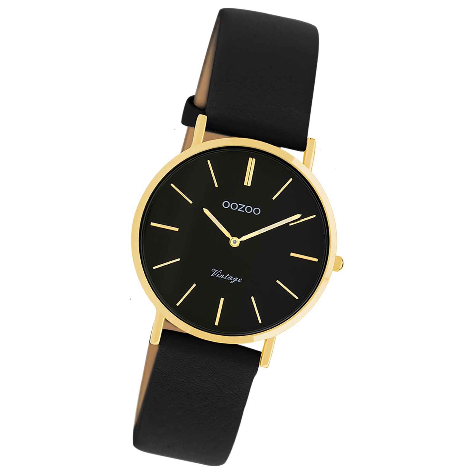 Oozoo Damen Armbanduhr Vintage Series Analog Leder schwarz UOC20182