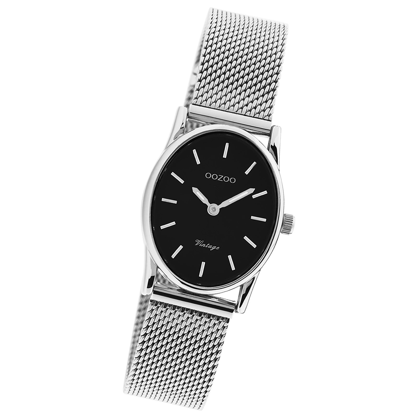 Oozoo Damen Armbanduhr Vintage Series Analog Metall Mesh silber UOC20257