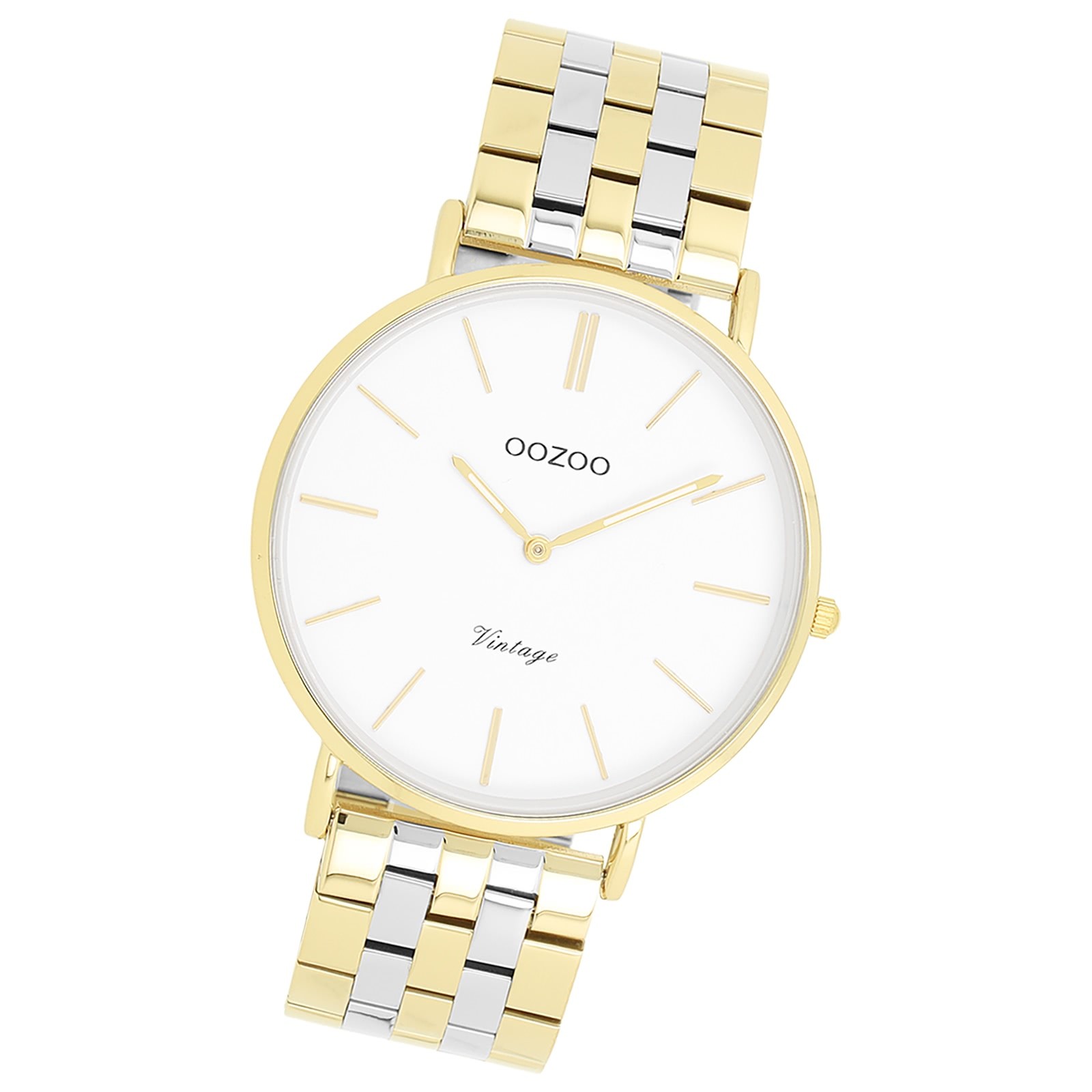 Oozoo Damen Armbanduhr OOZOO Vintage Analog Metallband silber gold UOC20402