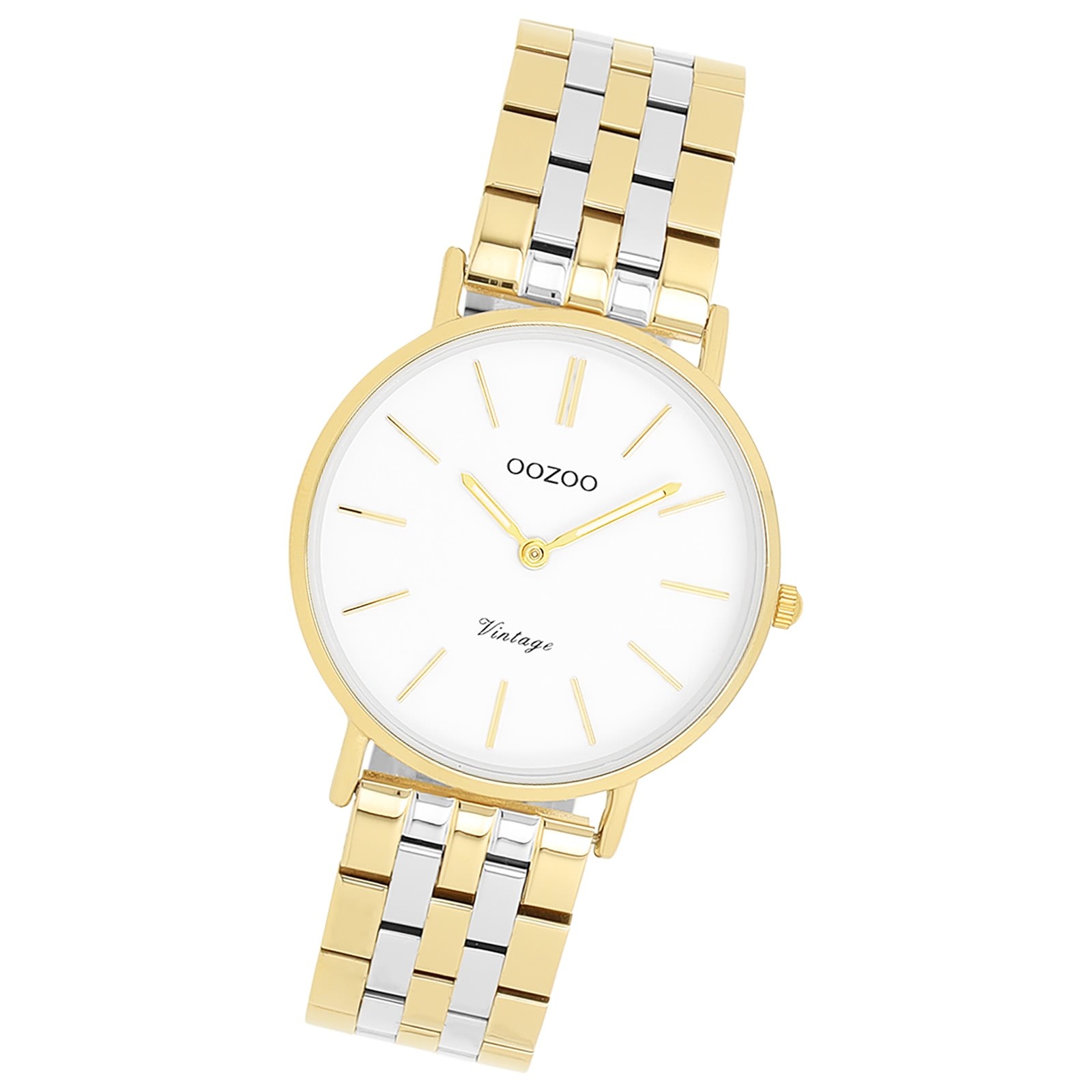 Oozoo Damen Armbanduhr OOZOO Vintage Analog Metallband silber gold UOC20407