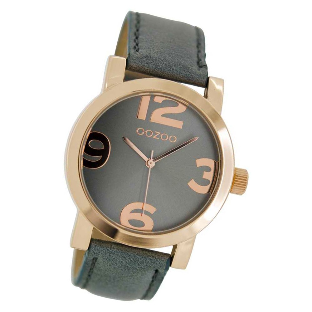 Oozoo Damen-Uhr Timepieces Quarzuhr C6807 Leder-Armband grau UOC6807