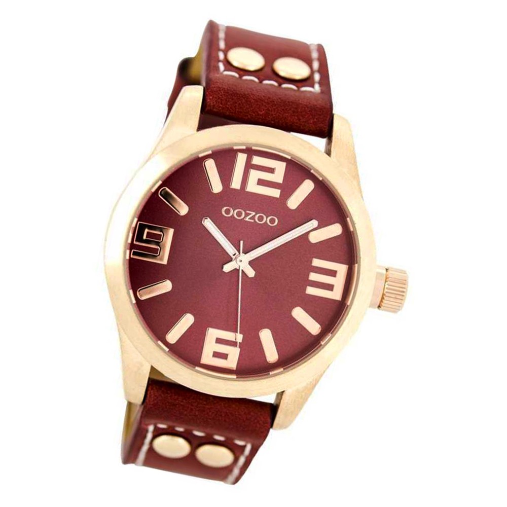 Oozoo Damen-Uhr Timepieces Quarzuhr C8019 Leder-Armband rot UOC8019