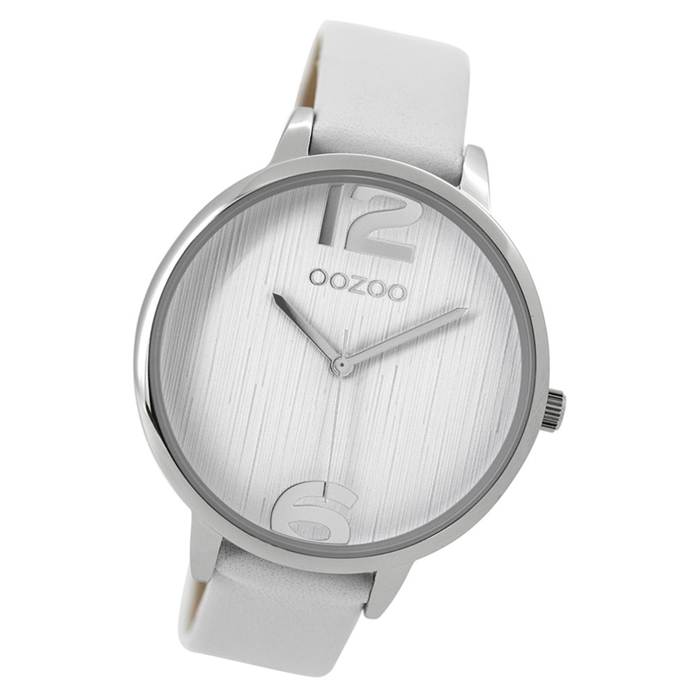 Oozoo Damen Armbanduhr silber Timepieces Quarz C9530 Lederarmband weiß UOC9530