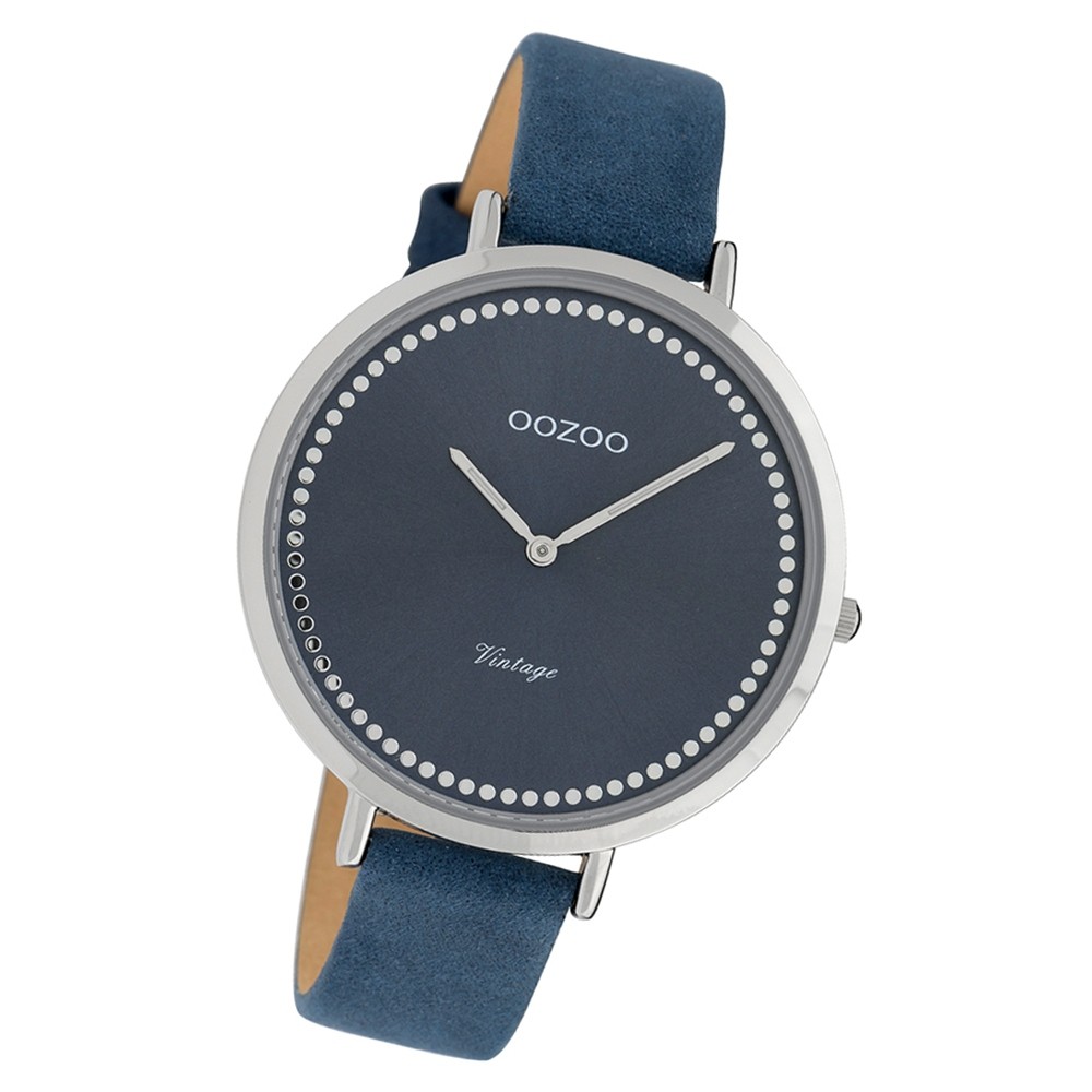 Oozoo Damen Armbanduhr Ultra Slim C9852 Quarzwerk Leder blau UOC9852