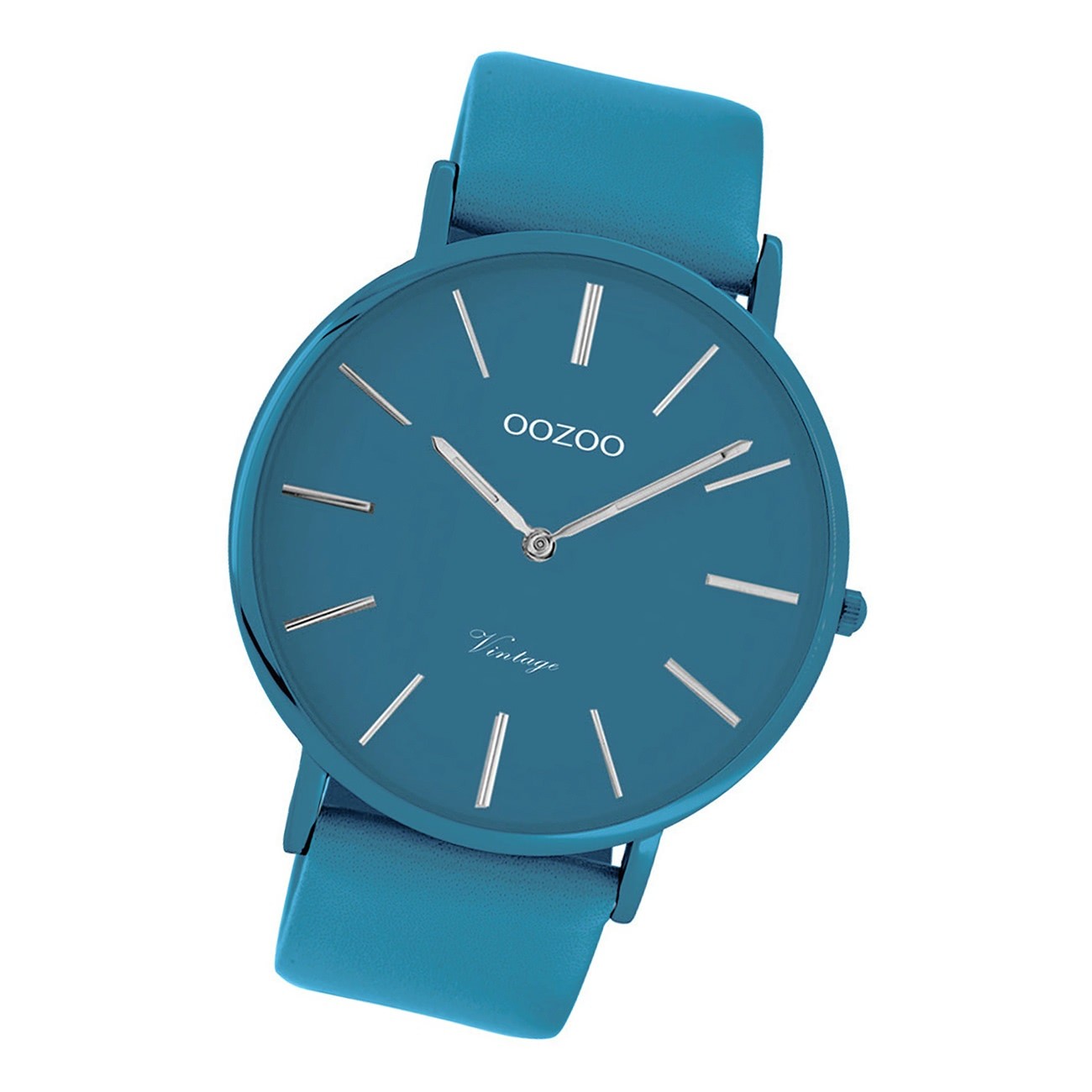 Oozoo Damen Armbanduhr Ultra Slim C9878 Analog Leder blau UOC9878