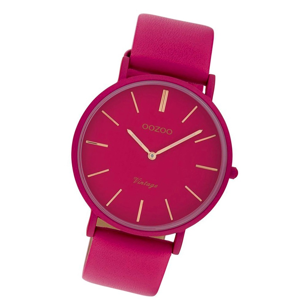 Oozoo Damen Armbanduhr Ultra Slim C9888 Quarzwerk Leder fuchsia UOC9888