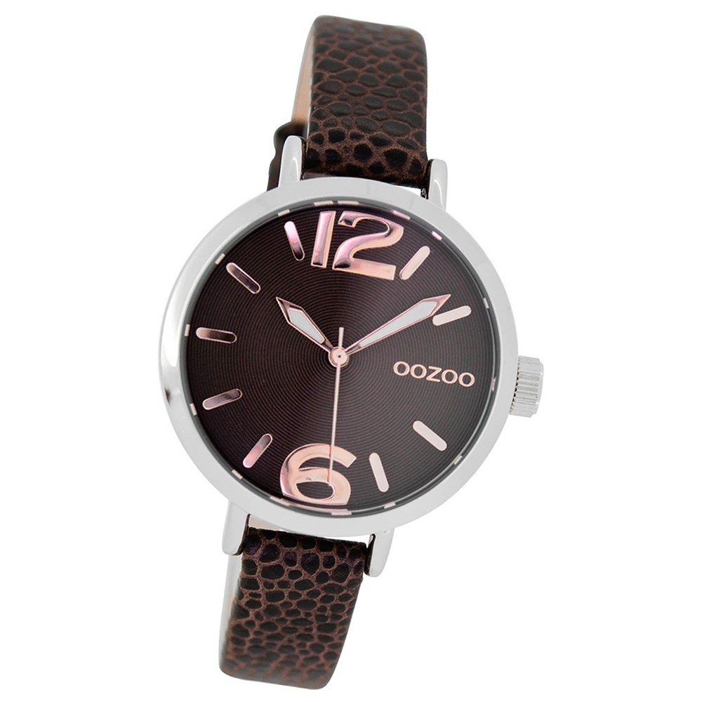 Oozoo Kinder Jugend-Uhr Junior Quarzuhr Leder-Armband braun UOJR273