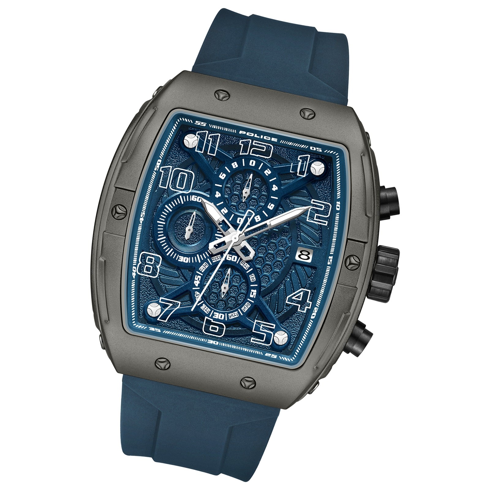 Police Herrenuhr Silikon blau Police Coswig Armbanduhr UPOO0063102