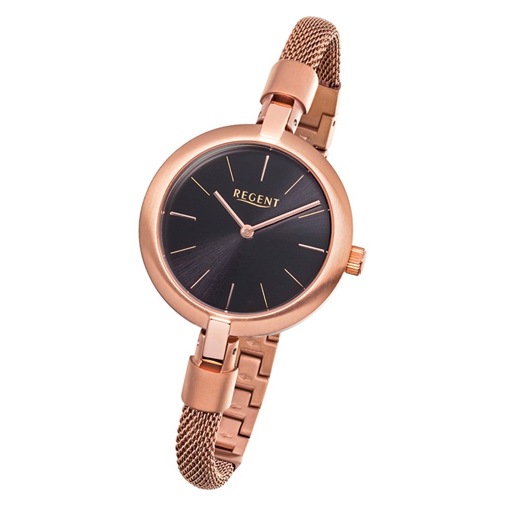 Regent Damen Armbanduhr Analog 2213142 Quarz-Uhr Metall rosegold UR2213142