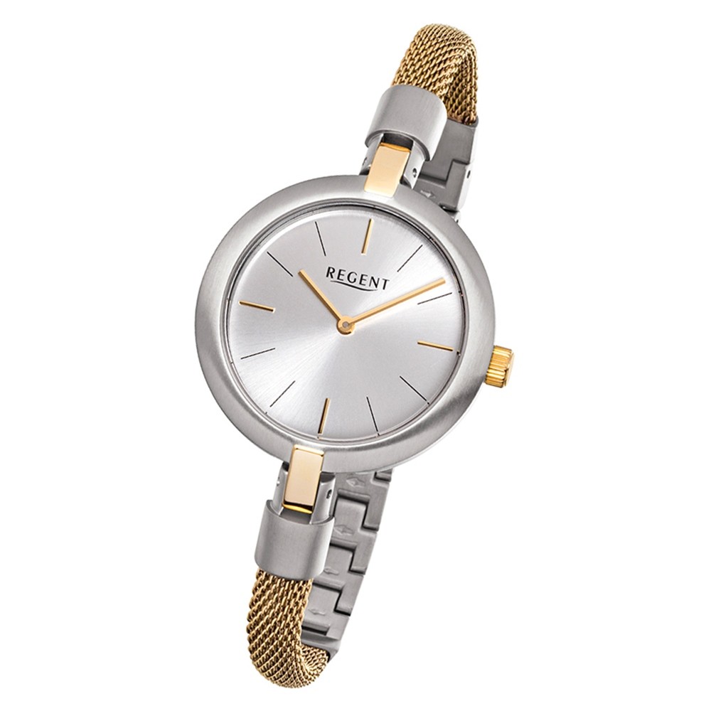 Regent Damen Armbanduhr Analog 2213144 Quarz-Uhr Metall silber gold UR2213144