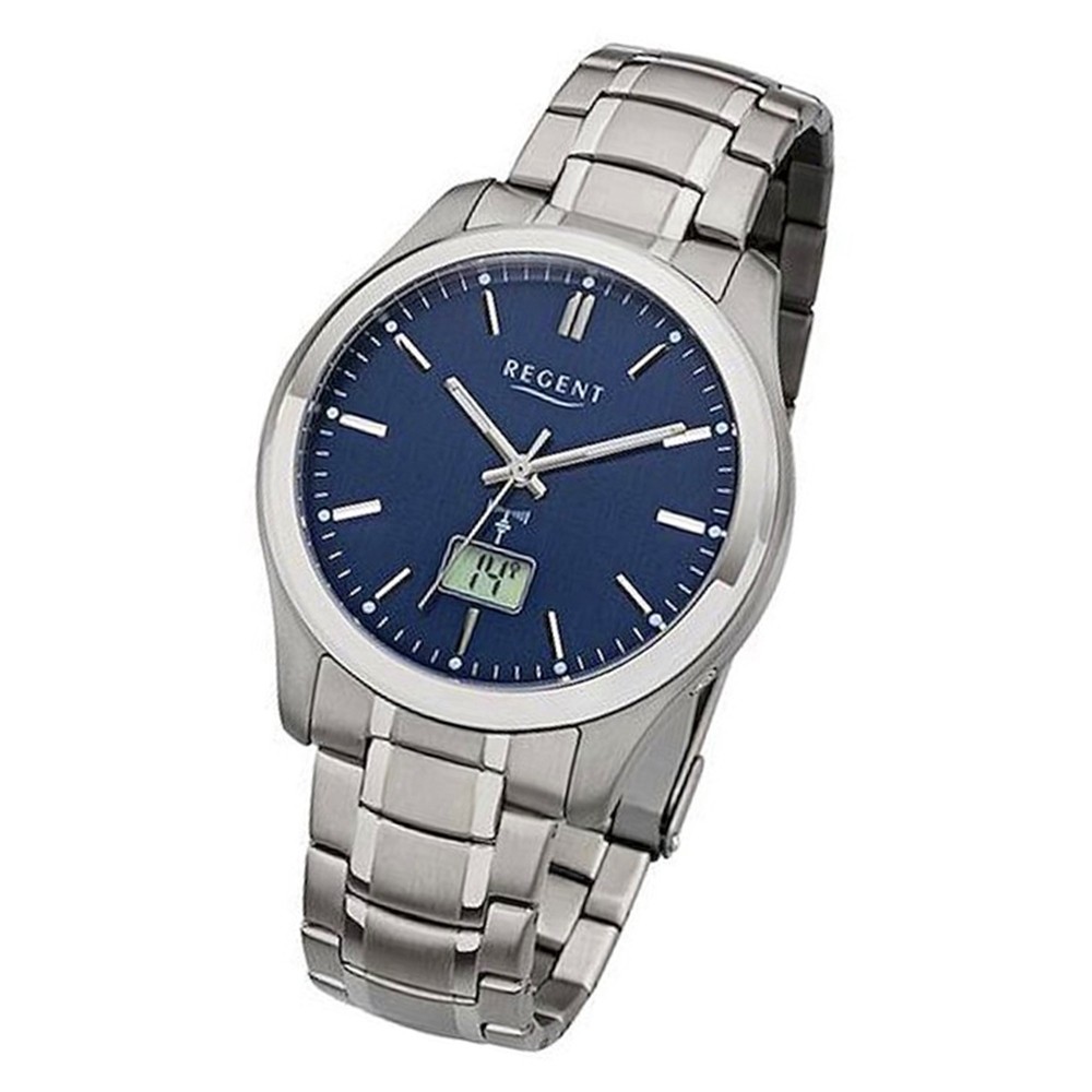 Regent Herren Funkuhr Analog-Digital BA-310 Funk-Uhr Metall silber URBA310