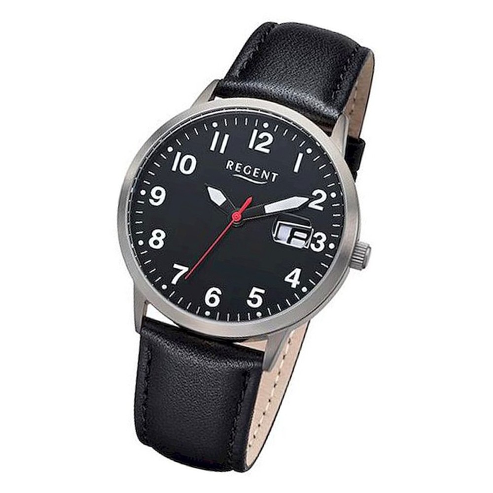 Regent Herren Armbanduhr Analog BA-314 Quarz-Uhr Titan schwarz URBA314