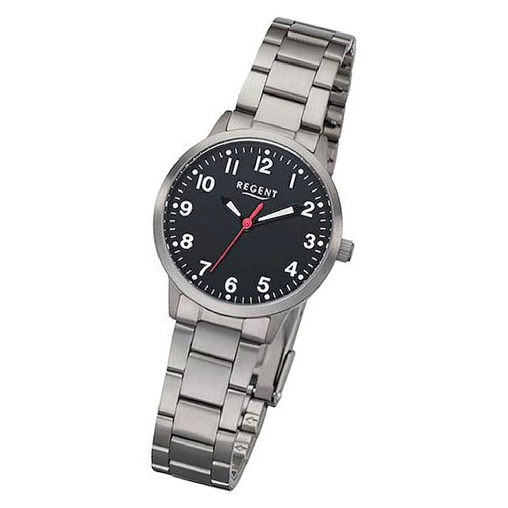 Regent Damen Armbanduhr Analog BA-320 Quarz-Uhr Titan silber URBA320