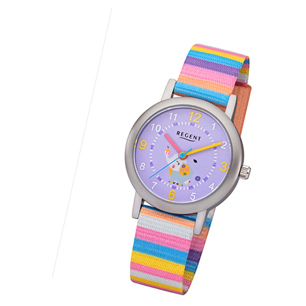Regent Kinder-Armbanduhr BA-378 Quarz-Uhr Textil-Armband Regenbogen URBA378