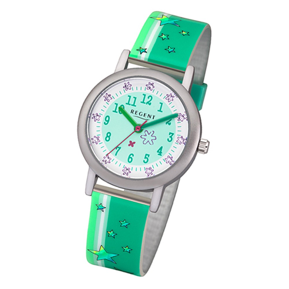 Regent Kinder-Armbanduhr BA-382 Quarz-Uhr Kunststoff-Armband grün URBA382