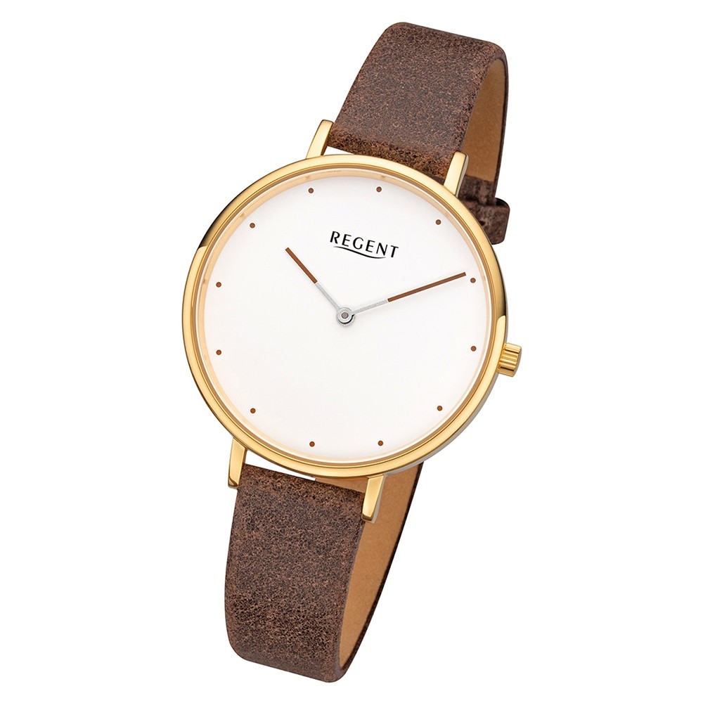 Regent Damen Armbanduhr Analog BA-453 Quarz-Uhr Leder braun URBA453
