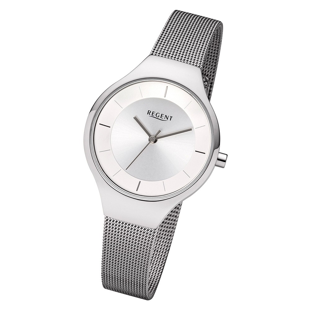 Regent Damen Armbanduhr Analog BA-454 Quarz-Uhr Metall silber URBA454