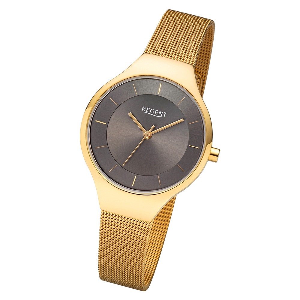 Regent Damen Armbanduhr Analog BA-456 Quarz-Uhr Metall gold URBA456