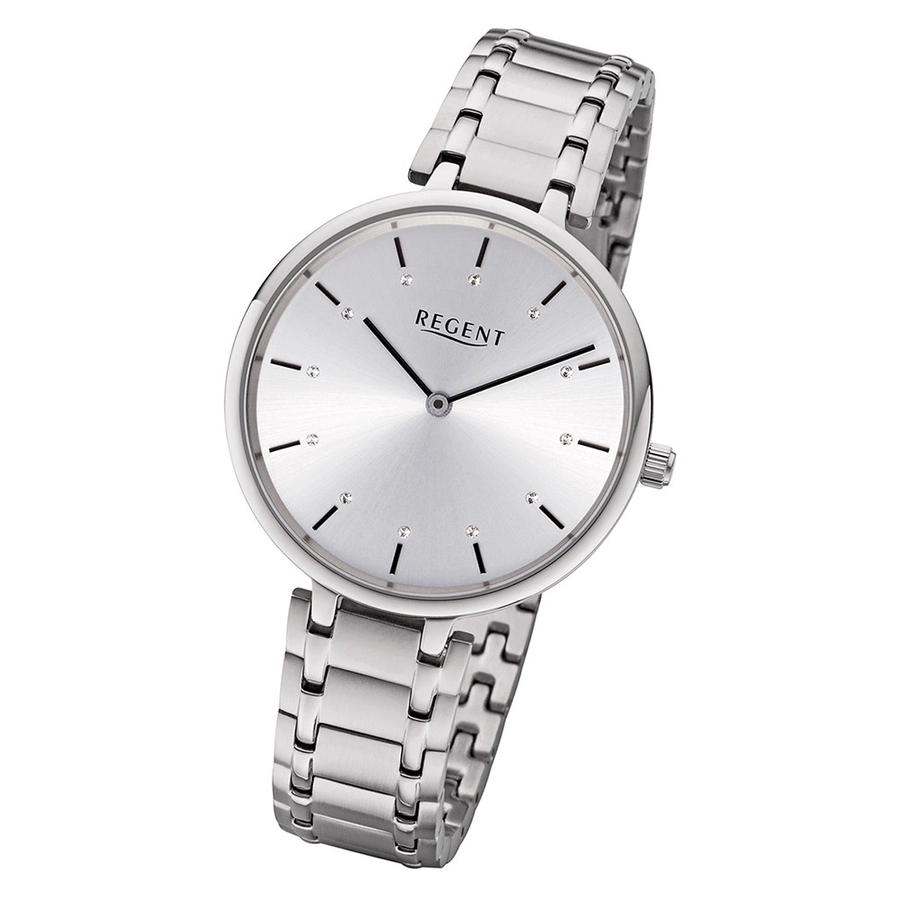 Regent Damen Armbanduhr Analog BA-462 Quarz-Uhr Metall silber URBA462