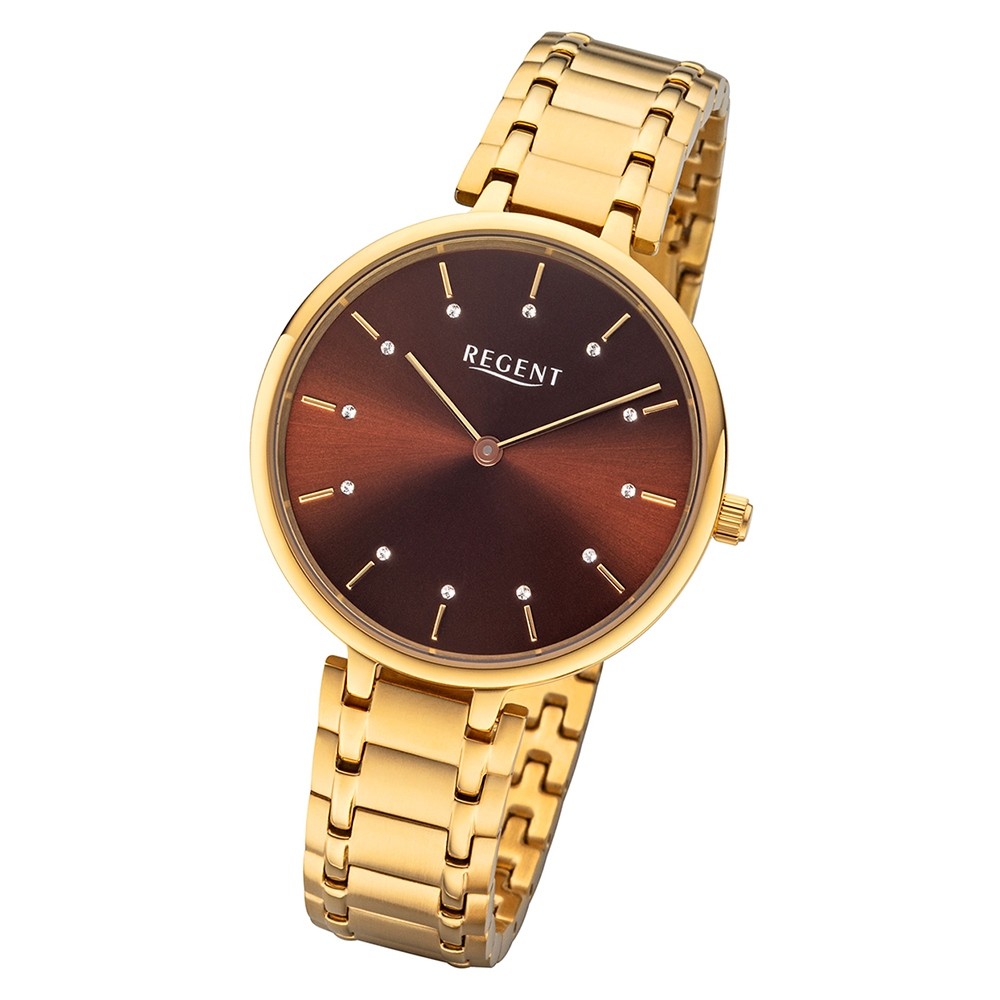 Regent Damen Armbanduhr Analog BA-464 Quarz-Uhr Metall gold URBA464