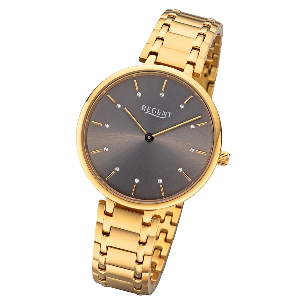 Regent Damen Armbanduhr Analog BA-465 Quarz-Uhr Metall schwarz URBA465