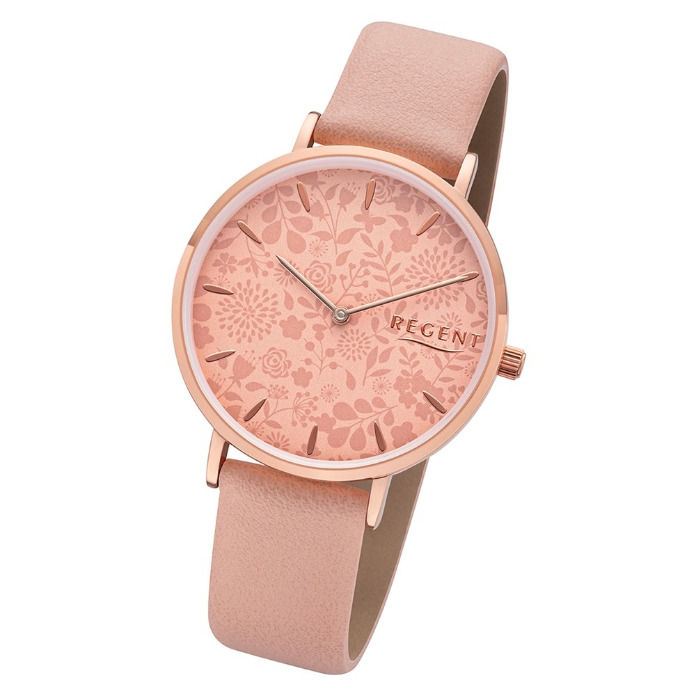 Regent Damen Armbanduhr Analog BA-503 Quarz-Uhr Leder rosa URBA503