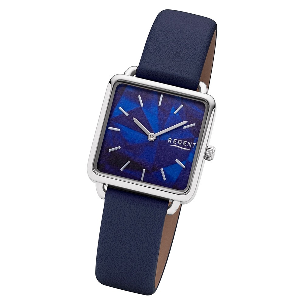 Regent Damen Armbanduhr Analog BA-507 Quarz-Uhr Leder blau URBA507