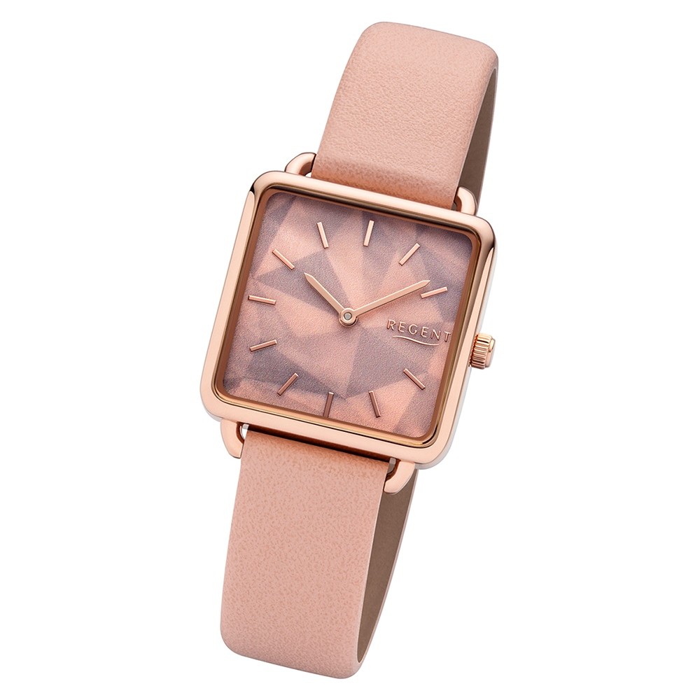 Regent Damen Armbanduhr Analog BA-508 Quarz-Uhr Leder rosa URBA508
