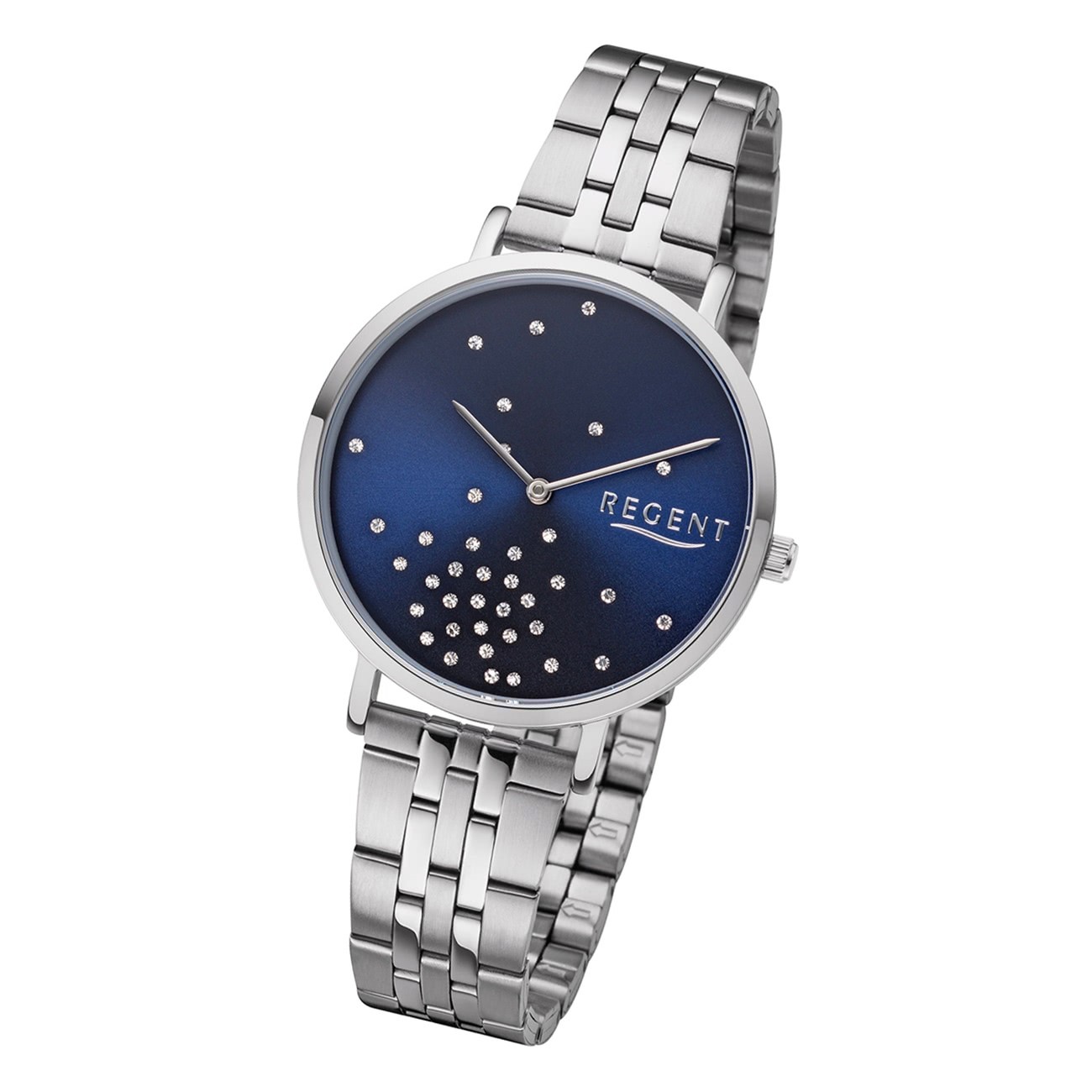 Regent Damen Armbanduhr Analog BA-594 Quarz-Uhr Edelstahl silber URBA594